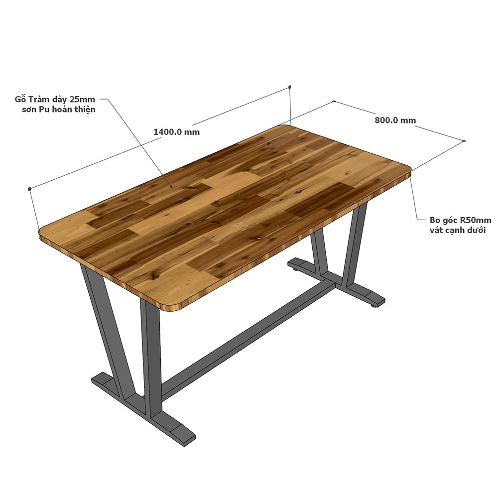Bàn ăn VAP 140x80cm Gỗ Tràm chân sắt sơn tĩnh điện Bàn ăn VAP 140x80cm Gỗ Tràm chân sắt sơn tĩnh điện - hình 1