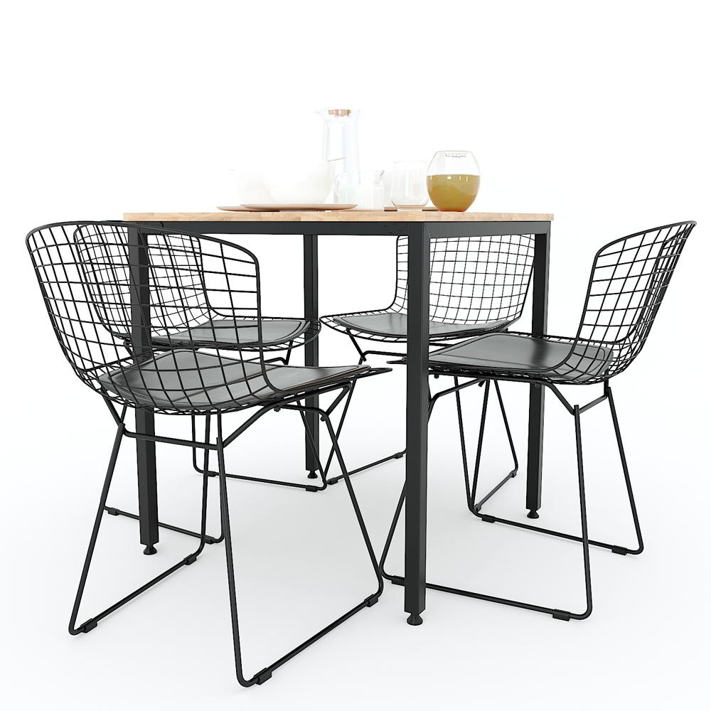 Bàn ăn vuông 70x70cm gỗ cao su chân sắt lắp ráp Bàn ăn vuông 70x70cm gỗ cao su chân sắt lắp ráp - hình 2