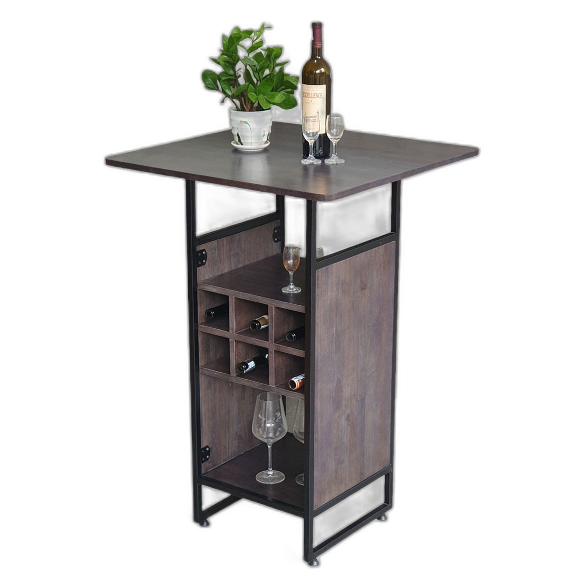 Bàn bar 70x70x105cm gỗ cao su kết hợp kệ đựng rượu Bàn bar 70x70x105cm gỗ cao su kết hợp kệ đựng rượu