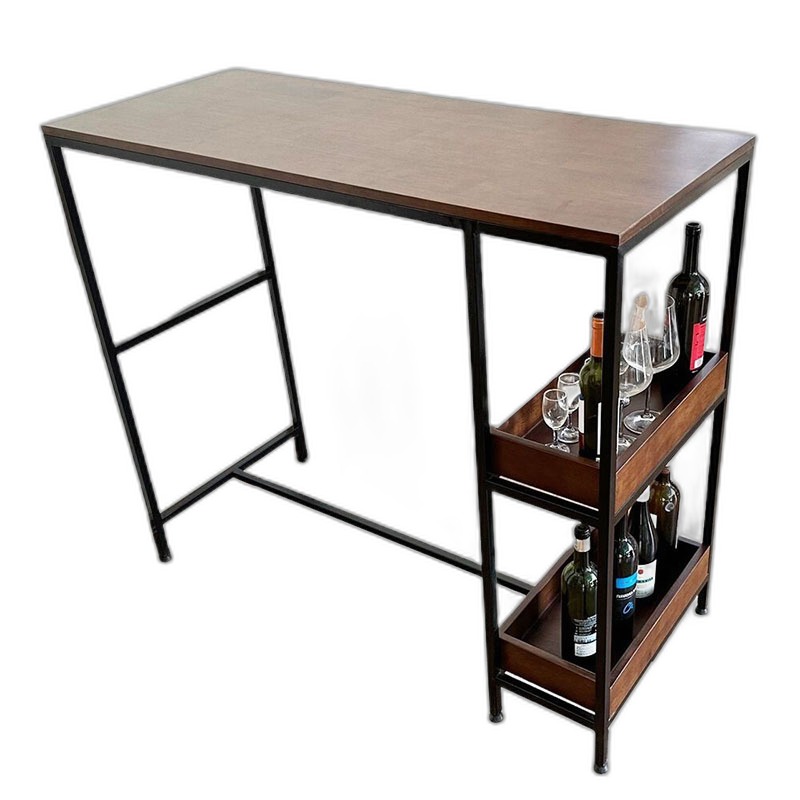 Bàn bar chân kết hợp kệ mặt gỗ khung sắt Bàn bar chân kết hợp kệ mặt gỗ khung sắt