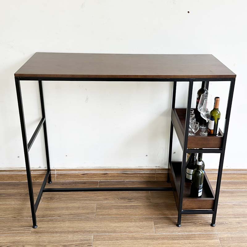 Bàn bar chân kết hợp kệ mặt gỗ khung sắt Bàn bar chân kết hợp kệ mặt gỗ khung sắt - hình 1