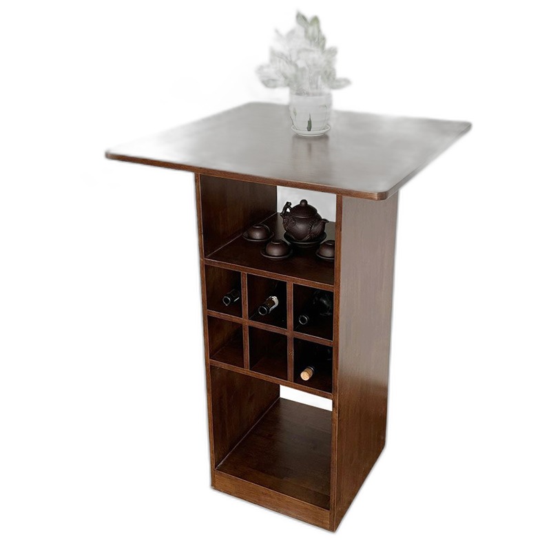 Bàn bar chân kết hợp tủ rượu gỗ cao su Bàn bar chân kết hợp tủ rượu gỗ cao su