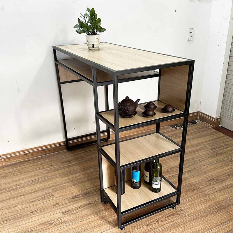 Bàn bar kết hợp kệ gỗ Plywood chân sắt Bàn bar kết hợp kệ gỗ Plywood chân sắt - hình 1