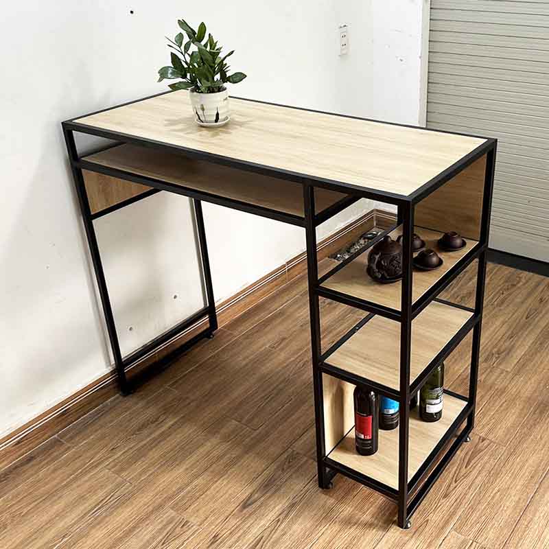 Bàn bar kết hợp kệ gỗ Plywood chân sắt Bàn bar kết hợp kệ gỗ Plywood chân sắt - hình 3