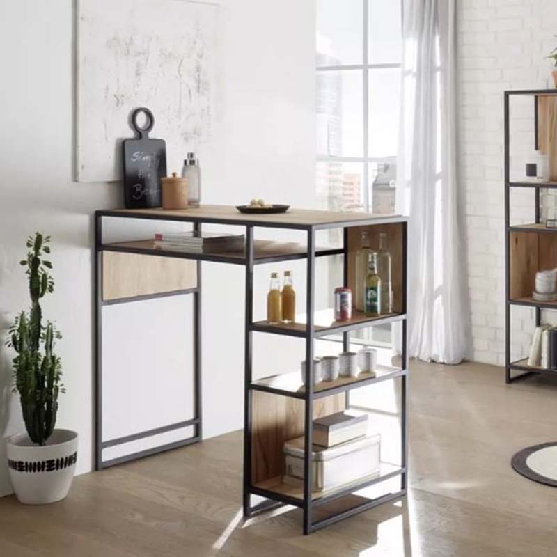 Bàn bar kết hợp kệ gỗ Plywood chân sắt Bàn bar kết hợp kệ gỗ Plywood chân sắt - hình 5