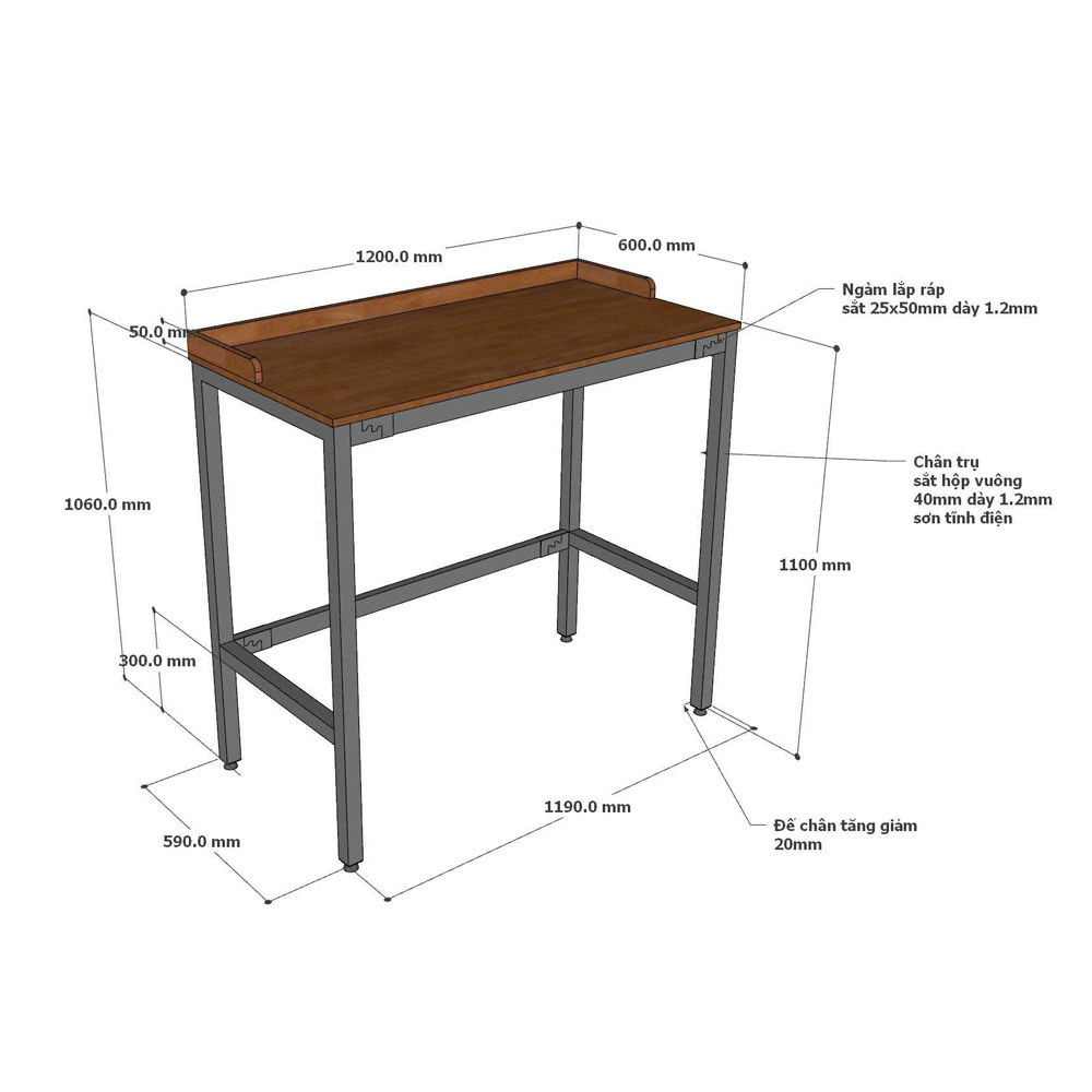 Bàn bar lắp ráp 120x60cm gỗ cao su Bàn bar lắp ráp 120x60cm gỗ cao su - hình 4