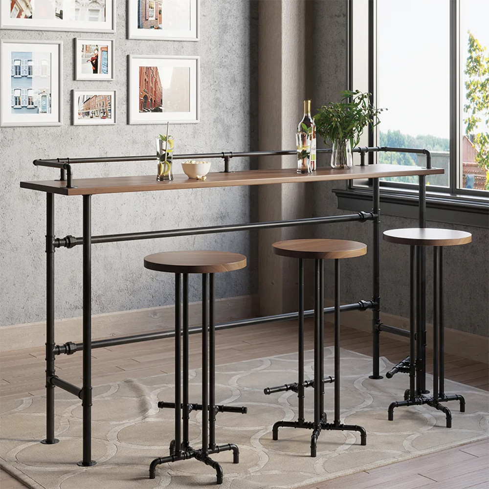 Bàn bar mặt gỗ chân sắt ống nước Bàn bar mặt gỗ chân sắt ống nước - hình 4