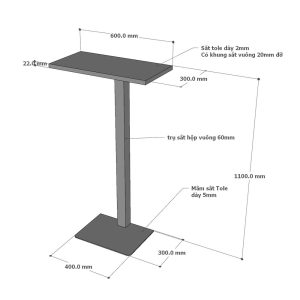 Bàn bar sắt 60x30x110cm sơn tĩnh điện - hình 1