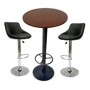 Bàn bar tròn 60cm gỗ cao su chân sắt sơn tĩnh điện - hình 1