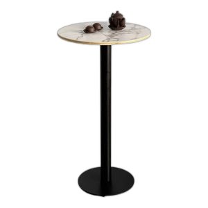 Bàn Bar tròn 60cm gỗ Plywood vân đá chân sắt