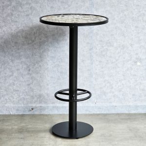 Bàn bar tròn 60cm mặt gạch bông chân sắt có gác chân - hình 1