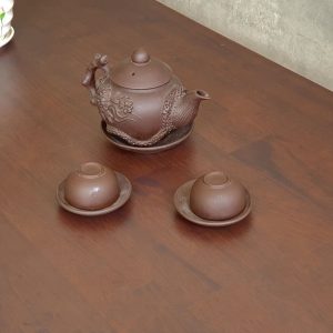 Bàn cafe chữ nhật 120x60cm gỗ cao su chân sắt đôi CFD68181 - hình 1