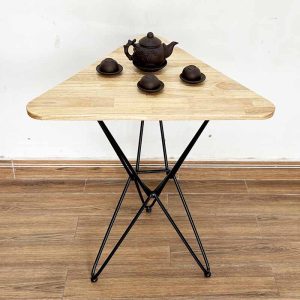 Bàn cafe gỗ cao su chân sắt ziczac CFD68140 - hình 1
