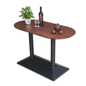 Bàn cafe hình Oval 120x60cm gỗ tràm chân sắt đôi CFD68186