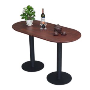 Bàn cafe hình Oval cho nhà hàng 120x60cm gỗ tràm 2 chân trụ CFD68188