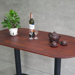 Bàn cafe hình Oval cho nhà hàng 120x60cm gỗ tràm 2 chân trụ CFD68188 - hình 1