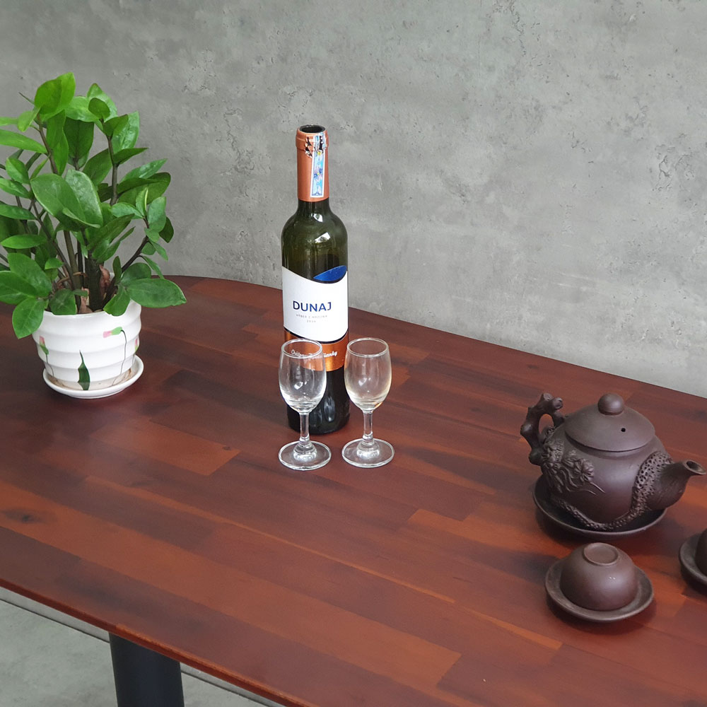 Bàn cafe hình Oval cho nhà hàng 120x60cm gỗ tràm 2 chân trụ CFD68188 Bàn cafe hình Oval cho nhà hàng 120x60cm gỗ tràm 2 chân trụ CFD68188 - hình 2