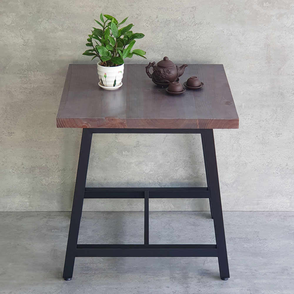 Bàn cafe hình vuông 70x70cm gỗ thông chân sắt chữ A CFD68195 Bàn cafe hình vuông 70x70cm gỗ thông chân sắt chữ A CFD68195 - hình 1