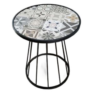 Bàn cafe mặt bàn gạch men chân sắt cổ lọ CFD68085