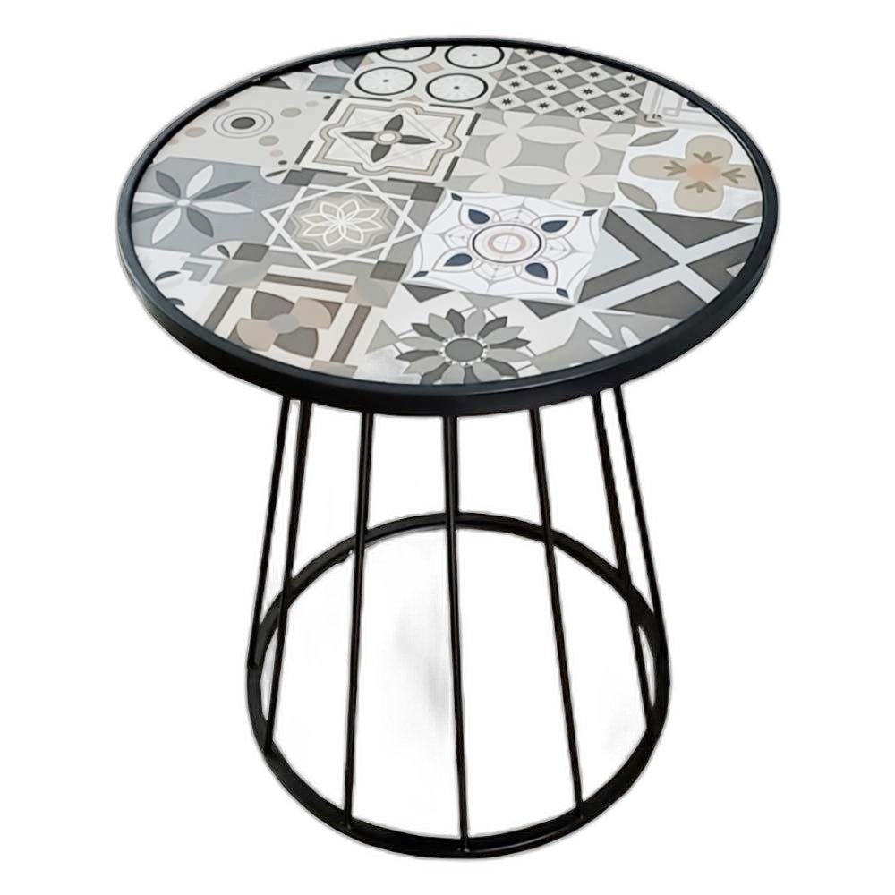 Bàn cafe mặt bàn gạch men chân sắt cổ lọ CFD68085 Bàn cafe mặt bàn gạch men chân sắt cổ lọ CFD68085