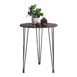 Bàn cafe mặt tròn 60cm gỗ cao su chân sắt Hairpin CFD68190