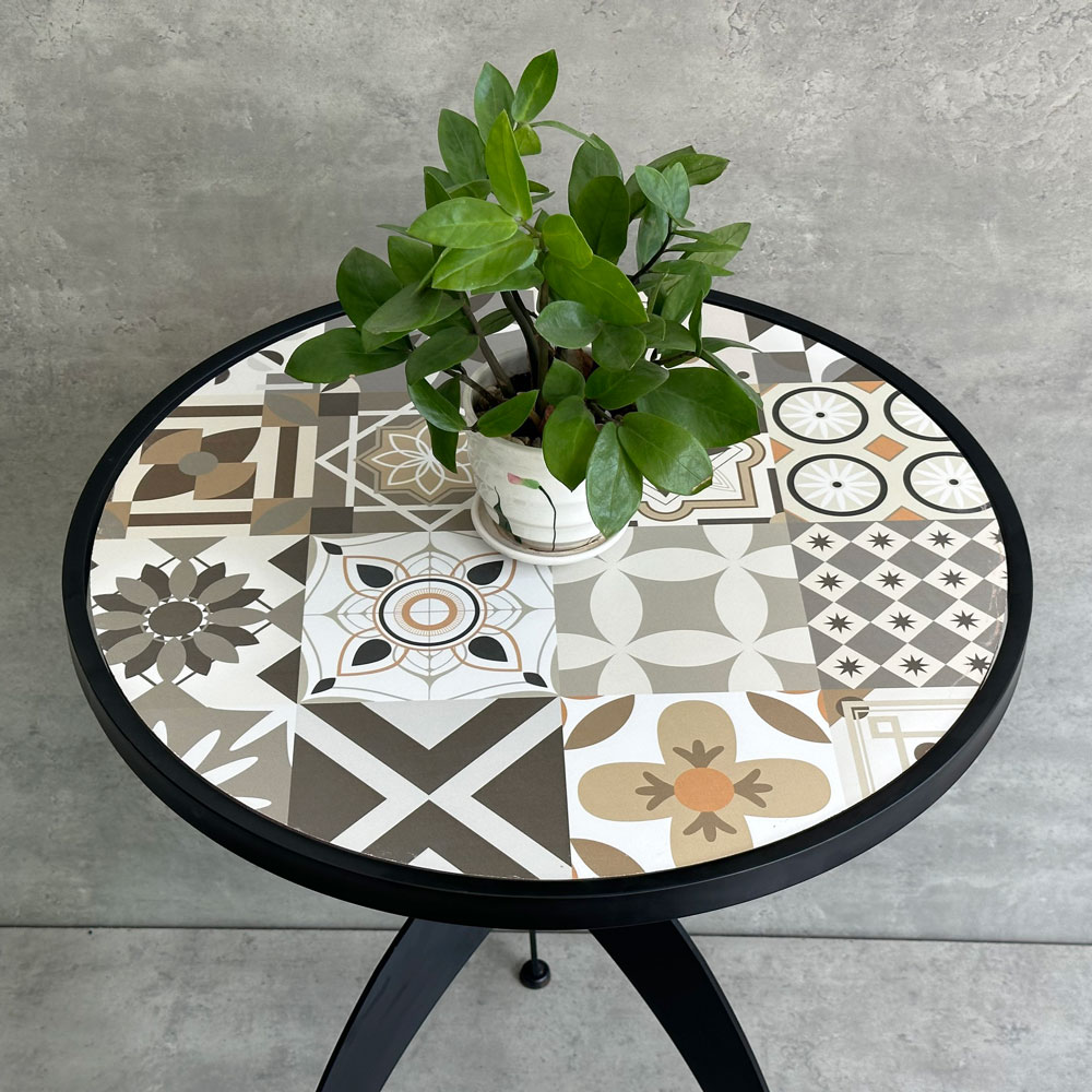 Bàn cafe tròn 60cm gạch men chân sắt nghệ thuật CFD68191 Bàn cafe tròn 60cm gạch men chân sắt nghệ thuật CFD68191 - hình 1