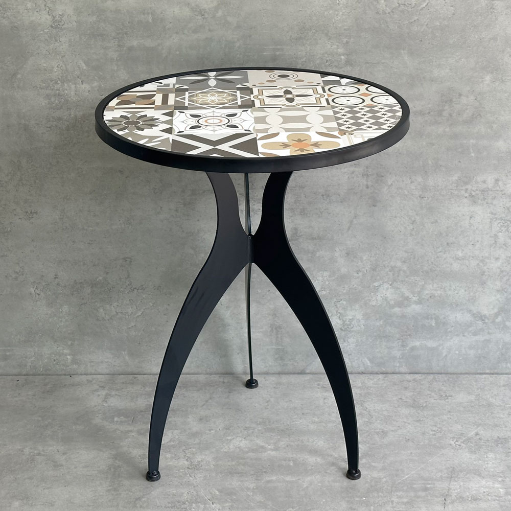 Bàn cafe tròn 60cm gạch men chân sắt nghệ thuật CFD68191 Bàn cafe tròn 60cm gạch men chân sắt nghệ thuật CFD68191 - hình 4