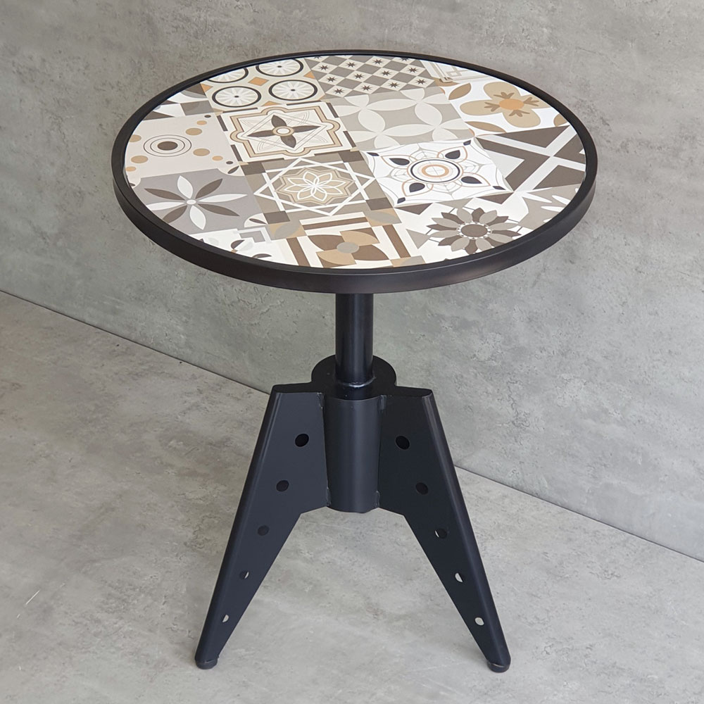 Bàn cafe tròn 60cm gạch men chân sắt nghệ thuật CFD68192 Bàn cafe tròn 60cm gạch men chân sắt nghệ thuật CFD68192 - hình 1