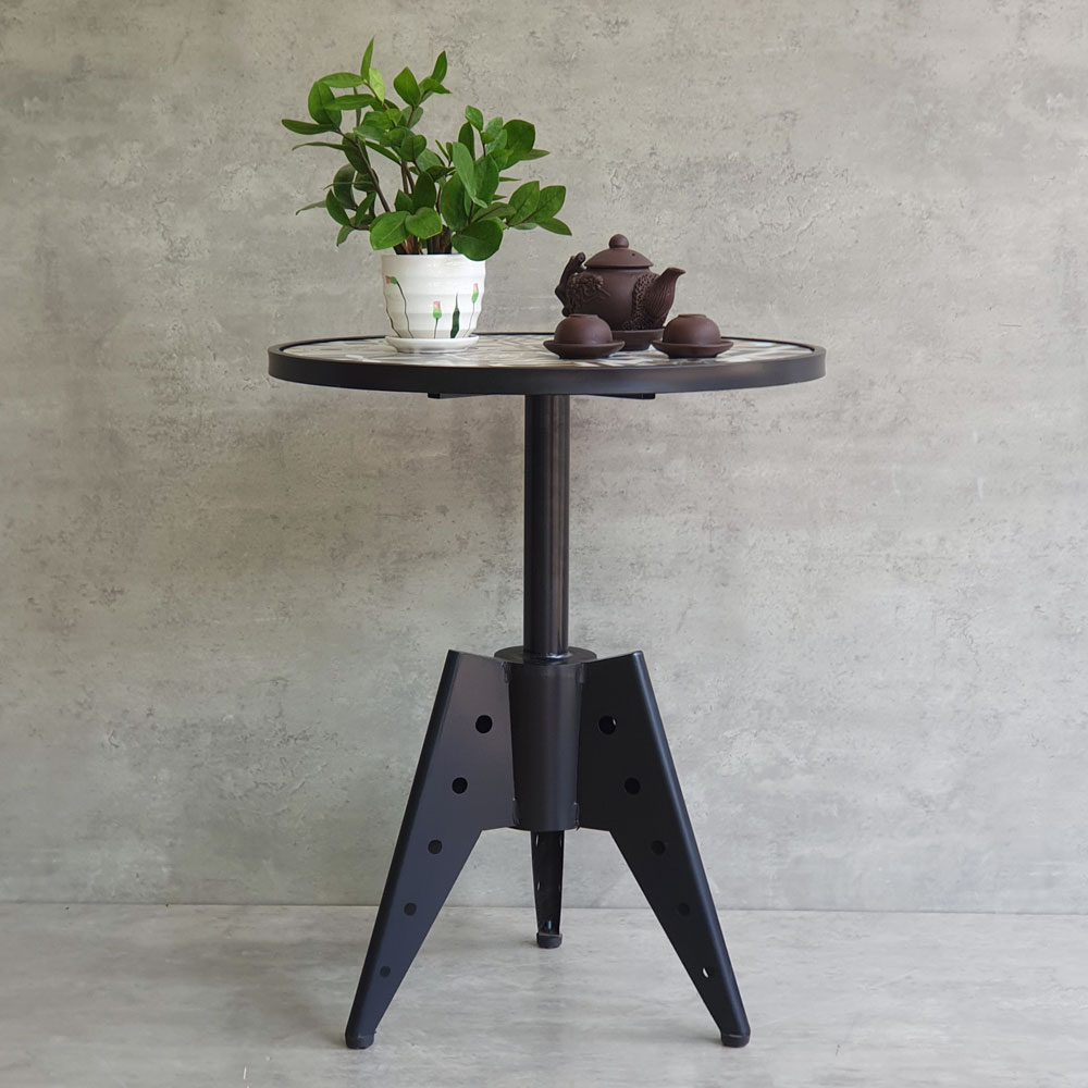 Bàn cafe tròn 60cm gạch men chân sắt nghệ thuật CFD68192 Bàn cafe tròn 60cm gạch men chân sắt nghệ thuật CFD68192 - hình 2