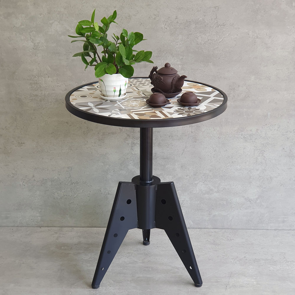 Bàn cafe tròn 60cm gạch men chân sắt nghệ thuật CFD68192 Bàn cafe tròn 60cm gạch men chân sắt nghệ thuật CFD68192 - hình 3