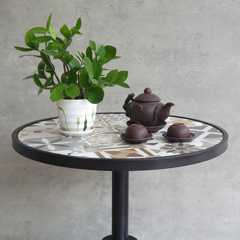 Bàn cafe tròn 60cm gạch men chân sắt nghệ thuật CFD68192 Bàn cafe tròn 60cm gạch men chân sắt nghệ thuật CFD68192 - hình 4