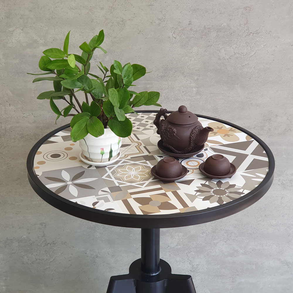 Bàn cafe tròn 60cm gạch men chân sắt nghệ thuật CFD68192 Bàn cafe tròn 60cm gạch men chân sắt nghệ thuật CFD68192 - hình 5