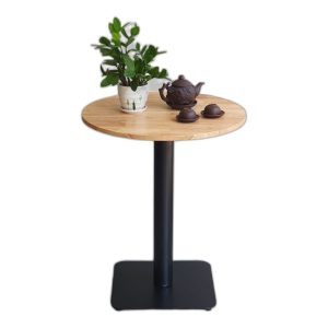Bàn cafe tròn 60cm gỗ cao su chân sắt đế vuông CFD68077