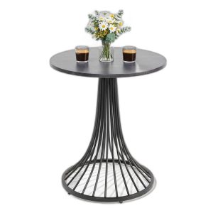 Bàn cafe tròn 60cm gỗ cao su chân sắt loa kèn CFD68119