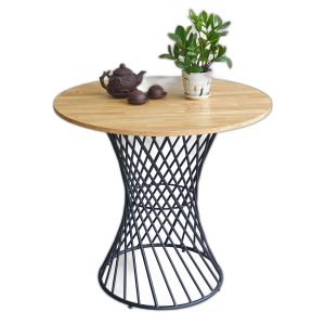 Bàn cafe tròn 60cm gỗ cao su chân sắt nghệ thuật CFD68177