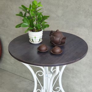 Bàn cafe tròn 60cm gỗ cao su chân sắt nghệ thuật CFD68185 - hình 1