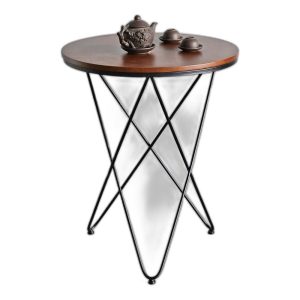 Bàn cafe tròn 60cm gỗ CAO SU chân sắt V xéo nhiều màu CFD68042