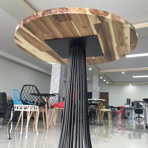 Bàn cafe tròn 60cm gỗ tràm chân sắt sơn tĩnh điện CFD68111 - hình 1