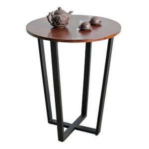 Bàn cafe tròn 60x60cm gỗ cao su chân sắt CFD68259