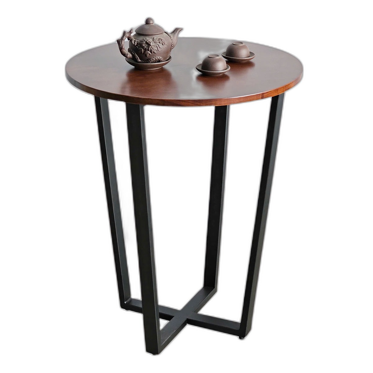 Bàn cafe tròn 60x60cm gỗ cao su chân sắt CFD68259 Bàn cafe tròn 60x60cm gỗ cao su chân sắt CFD68259