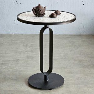 Bàn cafe tròn AUDI mặt gạch men chân sắt CFD68150 - hình 1