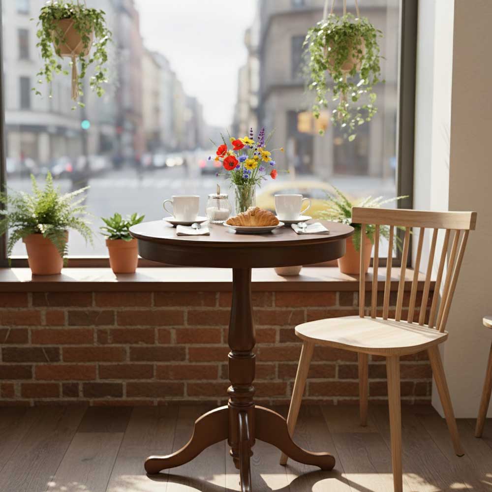 Bàn cafe tròn chân Rustic gỗ cao su CFD68282 Bàn cafe tròn chân Rustic gỗ cao su CFD68282 - hình 4