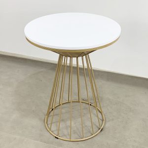 Bàn cafe tròn gỗ CAO SU chân cổ lọ sơn nhũ vàng CFD68043 - hình 1