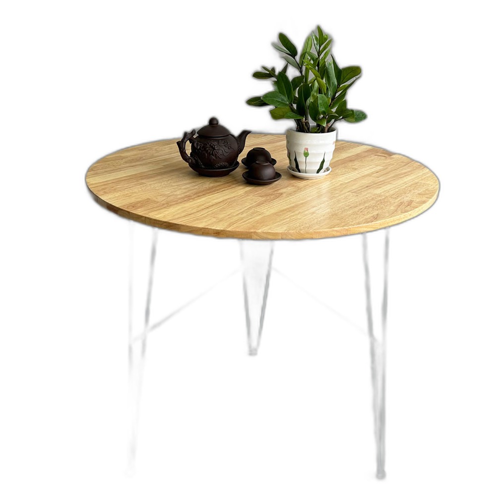 Bàn cafe tròn gỗ cao su chân sắt Hairpin CFD68171 Bàn cafe tròn gỗ cao su chân sắt Hairpin CFD68171