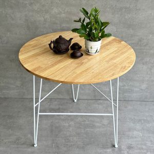 Bàn cafe tròn gỗ cao su chân sắt Hairpin CFD68171 - hình 1