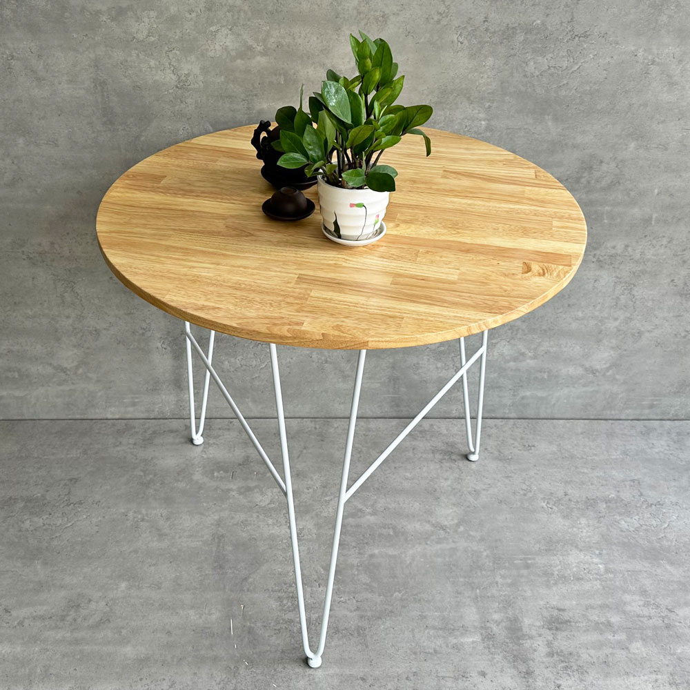Bàn cafe tròn gỗ cao su chân sắt Hairpin CFD68171 Bàn cafe tròn gỗ cao su chân sắt Hairpin CFD68171 - hình 2