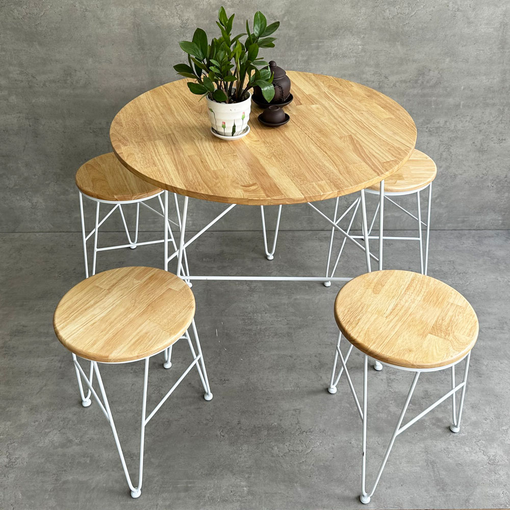 Bàn cafe tròn gỗ cao su chân sắt Hairpin CFD68171 Bàn cafe tròn gỗ cao su chân sắt Hairpin CFD68171 - hình 4