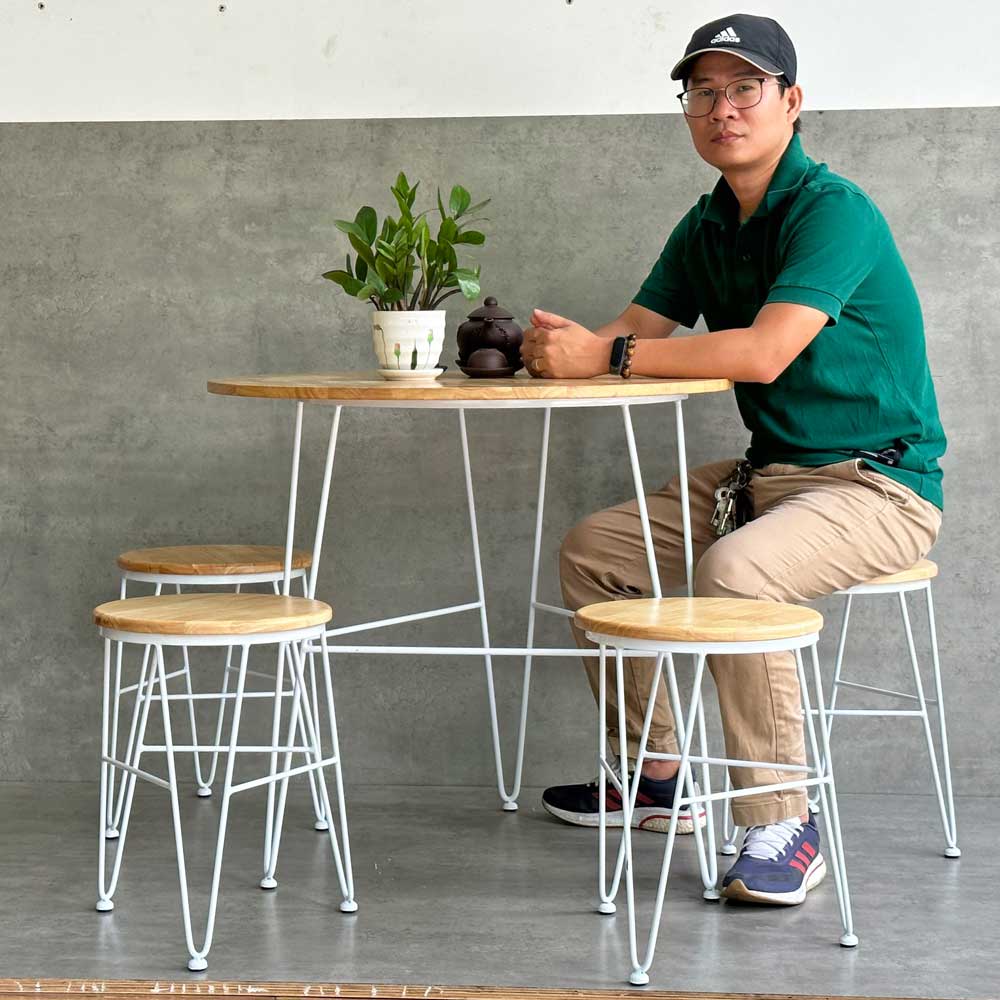 Bàn cafe tròn gỗ cao su chân sắt Hairpin CFD68171 Bàn cafe tròn gỗ cao su chân sắt Hairpin CFD68171 - hình 5