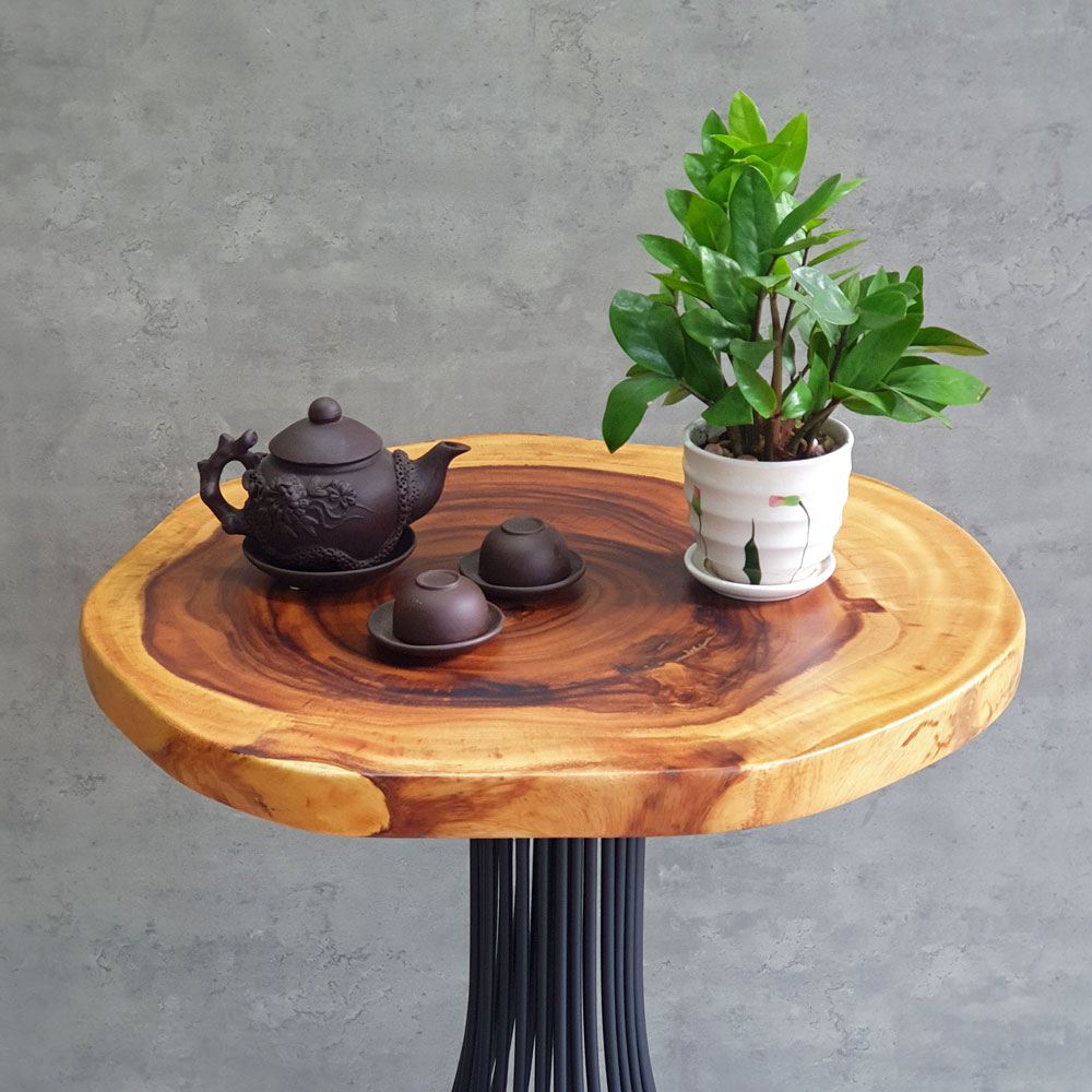 Bàn cafe tròn gỗ me tây nguyên tấm dày 4cm chân sắt nghệ thuật CFD68174 Bàn cafe tròn gỗ me tây nguyên tấm dày 4cm chân sắt nghệ thuật CFD68174 - hình 4