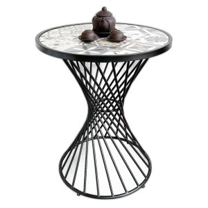 Bàn cafe tròn mặt gạch men chân sắt CFD68148